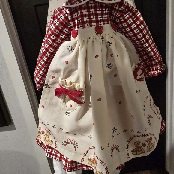 Daisy Kingdom vintage fabric/new dress Charming Red & Cream Kids Christmas Dress - Picture 10 of 11